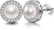 Lydreewam Ohrringe Perlen Damen 925 Sterling Silber Zirkonia mit 3A 6mm Natürliche Süßwasser Perle Ohrstecker
