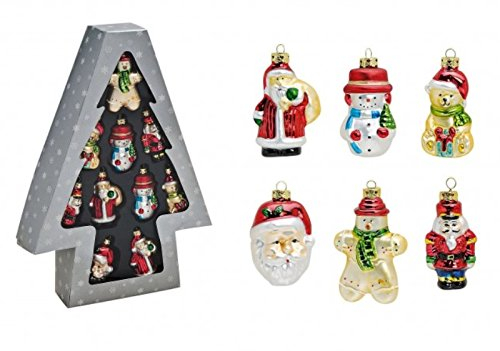 10teiliges Weihnachtsanhänger-Set aus Glas Baumschmuck Weihnachtsschmuck klassische Motive Höhe 8cm