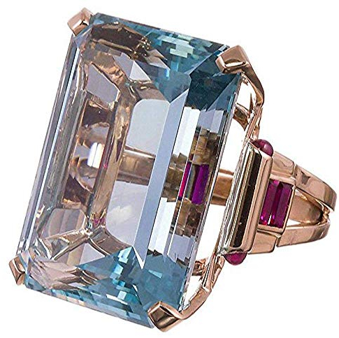 Dorime Schmuck Palace 10.4CT Aquamarin 925 Silber Ring für Männer und Frauen-Rose Gold füllte Hochzeit (9)