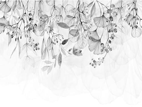 decomonkey Fototapete Pflanzen 350x256 cm XL Tapete Fototapeten Vlies Tapeten Vliestapete Wandtapete moderne Wandbild Wand Schlafzimmer Wohnzimmer Natur Blätter