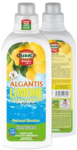 Antika Officina Botanika ALGANTIS Limone E Piante SEMPREVERDI concime energizzante per Limoni con Ferro e Ascophillum Nodosum, flacone da 1 kg