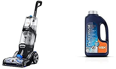 Vax 1-1-142257 Platinum Smartwash Carpet Cleaner, Charcoal/Blue with 1-9-142404 Platinum Antibacterial Carpet Cleaner Solution, 1.5 L