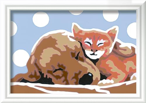 Ravensburger CreArt 20055 - Tierliebe - Malen nach Zahlen Hund und Katze für Kinder ab 7 Jahre, Malset mit Rahmen, Pinsel und Acrylfarben, Geschenk für Mädchen und Jungen