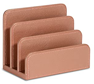 OSCO Blush Briefhalter aus Kunstleder | Postsortierer | Postregal | Umschlag-Organizer | Dokumentenständer | Schreibtisch-Dateiaufbewahrung | Ausstellungsfächer | H14 x B17,5 x T10 cm |