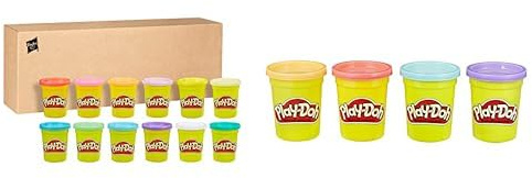 Play-Doh E4831F03 12er-Pack mit Spielknete in Frühlingsfarben, 112g-Dosen in recycelbarer Verpackung, ab 2 Jahren & 4869ES0 4erPack Sweet, tolle Farben für Kinder ab 2 Jahren, 112gDosen