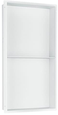 BERNSTEIN - Niche murale douche Blanche sans rebord 30x60x10cm acier inoxydable étagère encastrée salle de bain + 1 tablette, Anti-rouille, étanche, installation facile - NT306010X