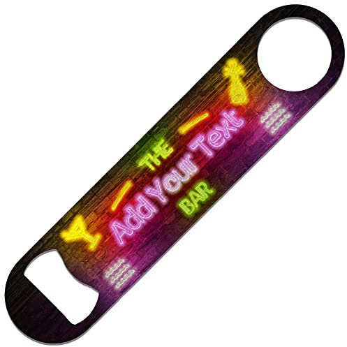 Personalised Neon Effects Stainless Steel Bottle Opener Blade - Home bar Add Name