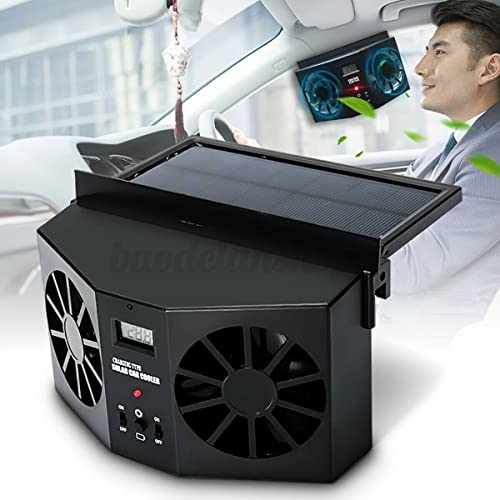 TOTMOX Ventilateur de radiateur de voiture, Ventilateur d'extraction de voiture à énergie solaire, purificateurs d'air de radiateur d'évent à économie d'énergie 2W ABS (noir)