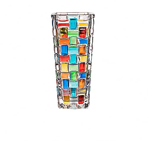 Magcolor Jarrón de cristal tejido colorido pintado a mano, jarrón de flores de cristal, 7.75 pulgadas, jarrón de cristal para arreglos florales, centros de mesa, bodas, inauguración de la casa, centro