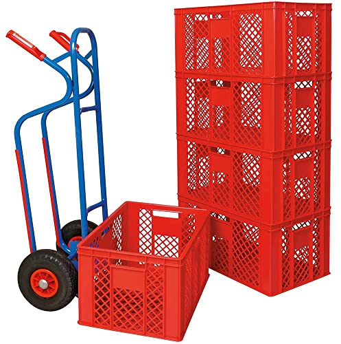 BRB Transportkarre aus Stahl + 5 Eurostapelbehälter durchbrochen 600x400x320 mm