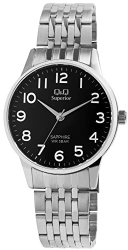 Q&Q Superior Herren-Uhr Edelstahl Saphirglas 5 Bar Analog Quarz S280J215Y