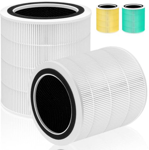 Pulluty Core 400S - Filtro di ricambio per purificatore d'aria LEVOIT Core 400S e Core400S-P/Core 400S-rf Smart WiFi, 3 in 1 True H13 HEPA a carboni attivi, confezione da 2, bianco