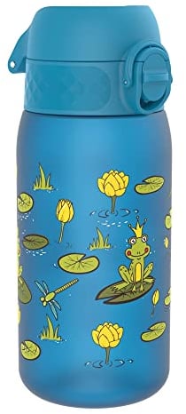 Ion8 Gourde Enfant, 350ml, Anti-Fuite, Facile à Ouvrir, Verrouillage Sécurisé, Lavable en Lave-Vaisselle, Sans BPA, Poignée de Transport, Facile à Nettoyer, Carbone Neutre, Étang Aux Grenouilles