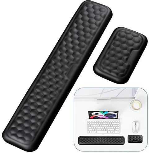 Giecy Handballenauflage Tastatur und Maus Set, weiche Memory Foam Ergonomische handgelenkauflage Set mit Anti-Rutsch-Basis und Schmerzlinderung handauflage Tastatur für Büro, Laptop,Gaming,Tippen