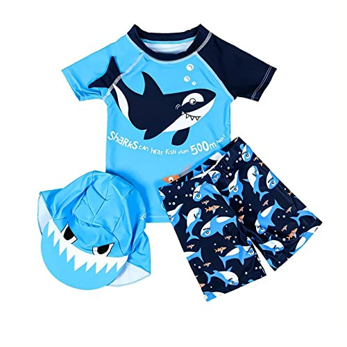 amiyan Kinder Jungen Badeanzug Bademode Schwimmbekleidung Uv-Schutz Dinosaurier Bade-Set mit Hut