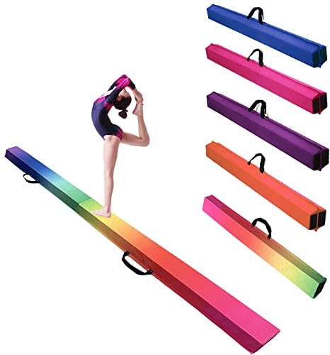 Alondy Gymnastik Faltender Schwebebalken, Balance Balken, Balance Fitness Ausrüstung für Kinder, Training Turnen Übung (275 cm, Regenbogen)