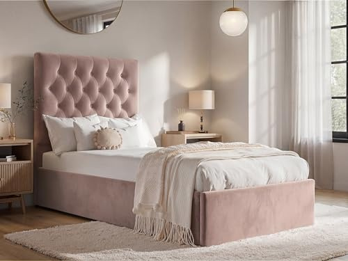 Flair Milan Velvet Ottoman Bed Single - Pink