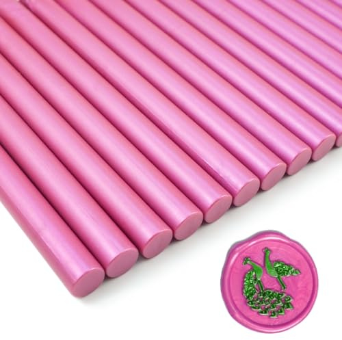Wachssiegel Stock, Tomgenrine 15 Stück Klebepistole Wachs Siegel Sticks, für Brief Grußkarten Wein Abdichtung Handwerk machen Hochzeit und Party Einladungen(Rose Pink)
