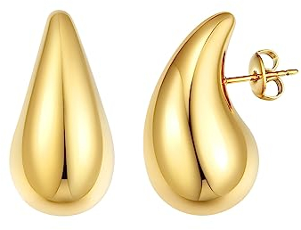 Focalook Dicke Creolen Gold Ohrringe Damen - Trendiger Modeschmuck mit Edelstahl Ohrstecker