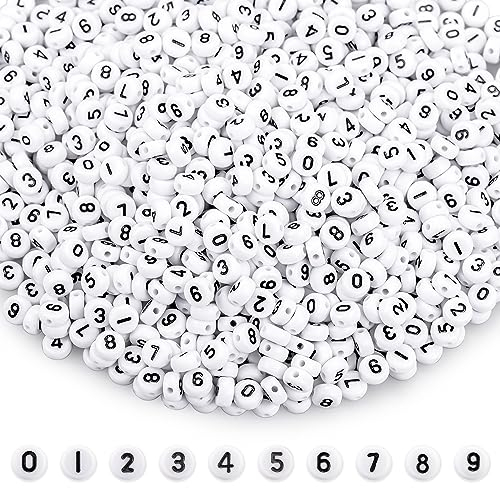 1100 Stück Zahlenperlen, Nummer Perlen 0-9 für Schmuckherstellung, Zahlen Perlen von 0 bis 9, jede Zahl ist in einem separaten Tüte verpackt, ca. 110 Stück