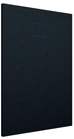 Piatto Doccia 80x120 cm Nero Effetto Pietra Rettangolare in SMC Riducibile Samos
