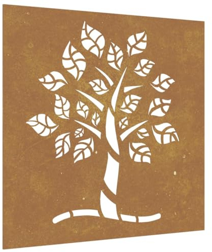 vidaXL Garten-Wanddeko 55x55 cm Cortenstahl Baum-Design