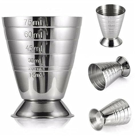 75ml Metal Measure Cup Drink Tool w/ml Shot Ounce Jigger / / Cocktail Mixed Bar 15-75ml 0.5-2.5oz Beaker G6B4 1-5Tbsp