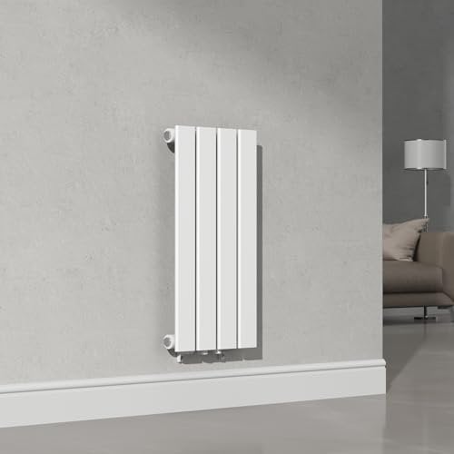 [neu.haus] Termosifone da Parete Radiatore Design Riscaldamento ad Acqua Calda Termoarredo a Pannello Singolo con Elementi Piatti 60 x 30 cm - Bianco