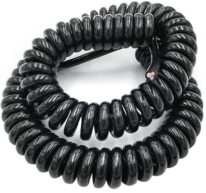 2,5 m / 5 m / 7,5 m 3-adriges Spiralkabel, 24 AWG / 14 AWG / 17 AWG / 20 AWG 0,2-2 Stromkabel, schwarz, quadratisch, dehnbarer Draht (Schnurlänge: 7,5 m, spezifisch