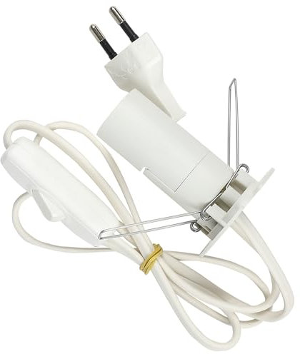 Portalámparas E14 con Interruptor y Cable de 1m, Base para Bombilla E14, Enchufe Europeo, Material PVC, Color Blanco - Ideal para Lámparas de Sal y Piedra - 1unit