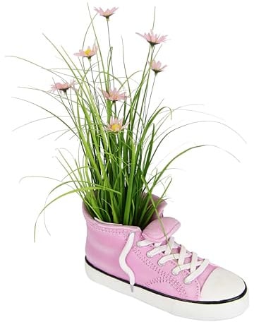 Künstlicher Grasbusch mit Margeriten Turnschuh Blumen Blüten Gras Bund stehend Stehgras Grasbündel Kunstpflanze Dekogras Kunstgras Pflanze Ziergras Grasbüschel Deko Grasarrangement Gräser, rosa