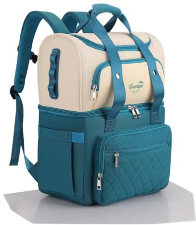YOUNGOA Mochila Nevera Isotermica Portatil con 2 Compartimentos Termostáticos, Bolsa Termica de Moda para Mujeres, Familia, Picnic, Compras, Playa 25l (Azul)