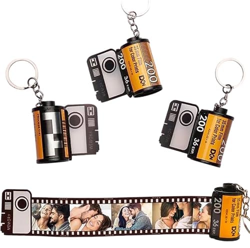 Drawelry Schlüsselanhänger Personalisiert mit Foto, Personalisierte Geschenke Film Roll Photo Keyring, Personalisierte Schlüsselanhänger Filmrolle Geschenke für Frauen Männer Geschenke für Freundin