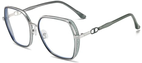 AOOLIA Blaulichtfilter Brille für Damen Herren Metal Frame Anti-Blaulicht Brillen Computer Gaming Ohne Stärke Brille (Grün)