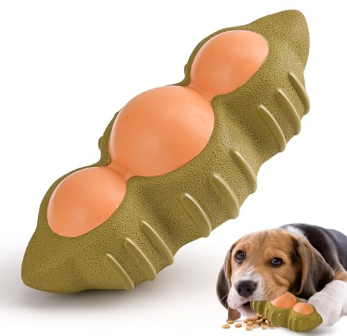 LIFLIX Futterspielzeug für Hunde, Interaktives Hundespielzeug Leckerli, Naturkautschuk Leckerli-Spender für Große Mittelgroße Hunde, Grüne Sojabohnen Form