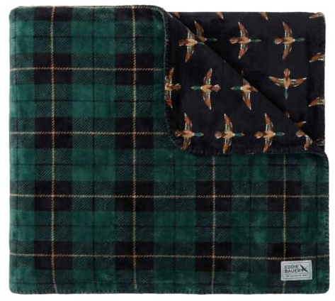 Eddie Bauer - Throw Blanket, Ultra-Soft Plush & Reversible Bedding, Throw Blanket for Couch & Bed (Capitol Hill Plaid Green, 60 x 70)