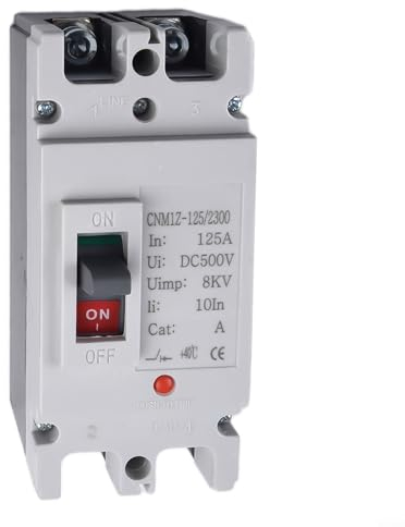 Zoegneer Photovoltaik DC CNM1 Leistungsschalter mit geformtem Gehäuse, DC-Leitungsschutzschalter, MCCB-Nennstrom 1250 A, 2P Solarbatterie PV (125 A)