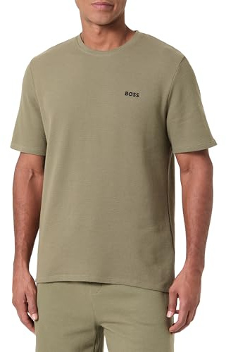 BOSS Mens Structured T-Shirt Short Sleeve Cotton Open Green 349 M