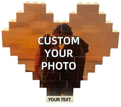 Benutzerdefiniertes Fotopuzzle in Herzform, Bausteine, personalisierbar, Fotoblock-Puzzle, Geschenk für Freund, Freundin, zum Geburtstag, Valentinstag (individuelle Basis)