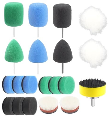 25mm Mini-Polierschwämme, 20 Stück Polierschwamm AutoSet, Autos und Felgen-Polier-Set, Mini-Polieraufsatz, Autos-Polierpads für Akkuschrauber, Poliermaschine, Bohrmaschine, Polieren, Schleifen