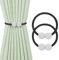Magnetic Curtain Tie Backs, Magnetic Curtain Clips Rope Curtain Holder Buckles Small Bead Curtain Buckle Clips Rope Holders for Home Office Hotel Window Decoration (Black, 2-PACK)