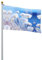 Bandiera blu con stampa floreale bianca, decorazione divertente da giardino, forniture per festival, bandiera da appendere per interni ed esterni, casa, feste, cortile, patio, 0,6 x 0,9 m