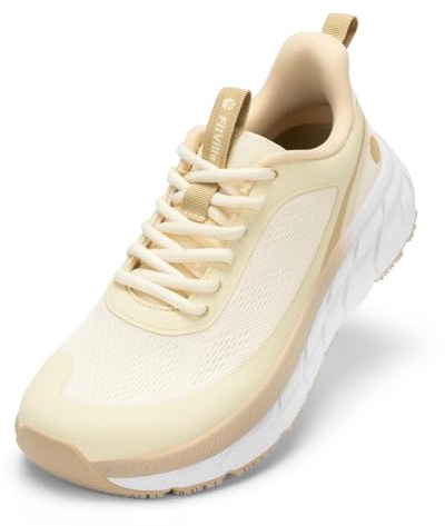 FitVille Damen Laufschuhe Weit Sportschuhe Atmungsaktiv Sneaker Leichte Joggingschuhe Turnschuhe Bequeme Walking Schuhe,Champagnerfarben,39 EU,Weit