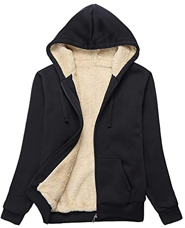 JACKETOWN Hoodies for Women Zip Up Hooded Jacket With Pockets Ladies Winter Fleece Tops Sweatshirt