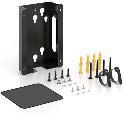 Varghesyla Metal Mount For Dell Docking Station With Mouse Pad Under Desk And Wall Mount For Dell Dock Station WD25 UD22 WD19 WD22TB4 WD19TBS SD25 Series Dock & Power Adapter Wall Mount Bracket