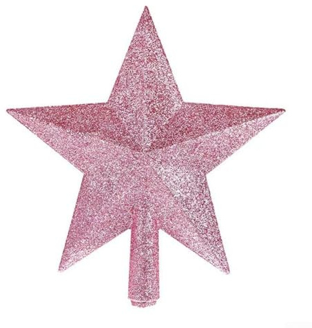 Albero con stelle glitterate per decorazione dell'albero di Natale e esposizione stagionale delle festività realizzate in materiale plastico (rosa)