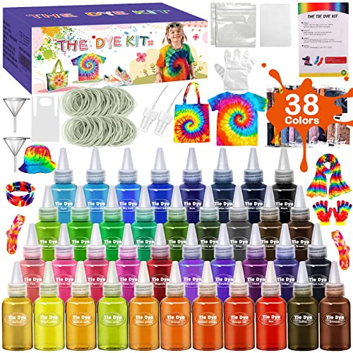 CIANBIFN 38 Colores Tinte Ropa, Tie Dye Kit Manualidades, Niños Juguetes Niña Tinte Textil Regalos Niños Adultos, Tinte de Tela Permanente no tóxico Set de Arte, Creativas manualidades de Bricolaje