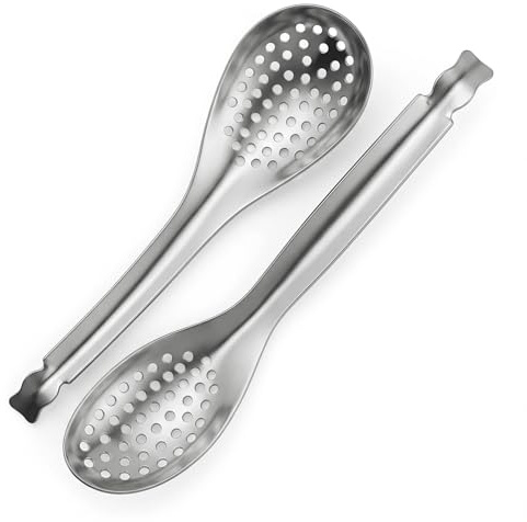 2 Pcs Slotted Spoons, Stainless Steel Caviar Colander Spoon for Precision Straining, Caviar Spoon, Small Slotted Skimmer Strainer Scoop, Kitchen Skimmer Spoon, Caviar and Pasta Spoon Set