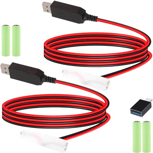 HAAMNING7 2 Pcs Battery Eliminator USB to 4.5V AA Power Converter USB 4.5V AA Battery Power Supply Cable, for LED Lights Radio Fan Remote Control