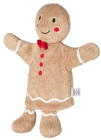 Sterntaler Handpuppe Lebkuchenmann, Kinder- und Babyspielzeug, weicher Flausch, süße Schleife, wattiert mit Polyesterwatte, 30 × 27 × 6 cm – lebkuchenbraun